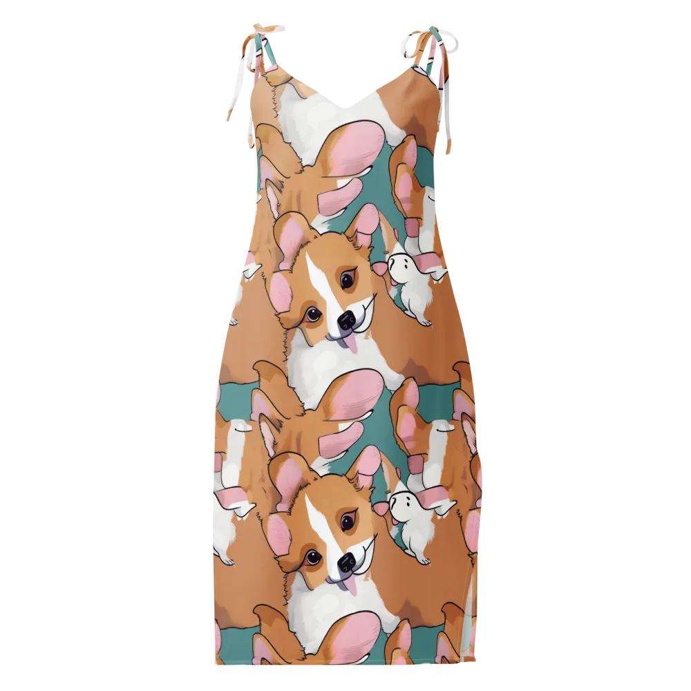 Corgi Carousel on Slip Dress — Front
