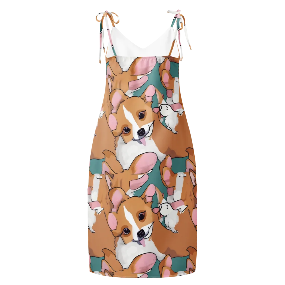 Corgi Carousel on Slip Dress — Back