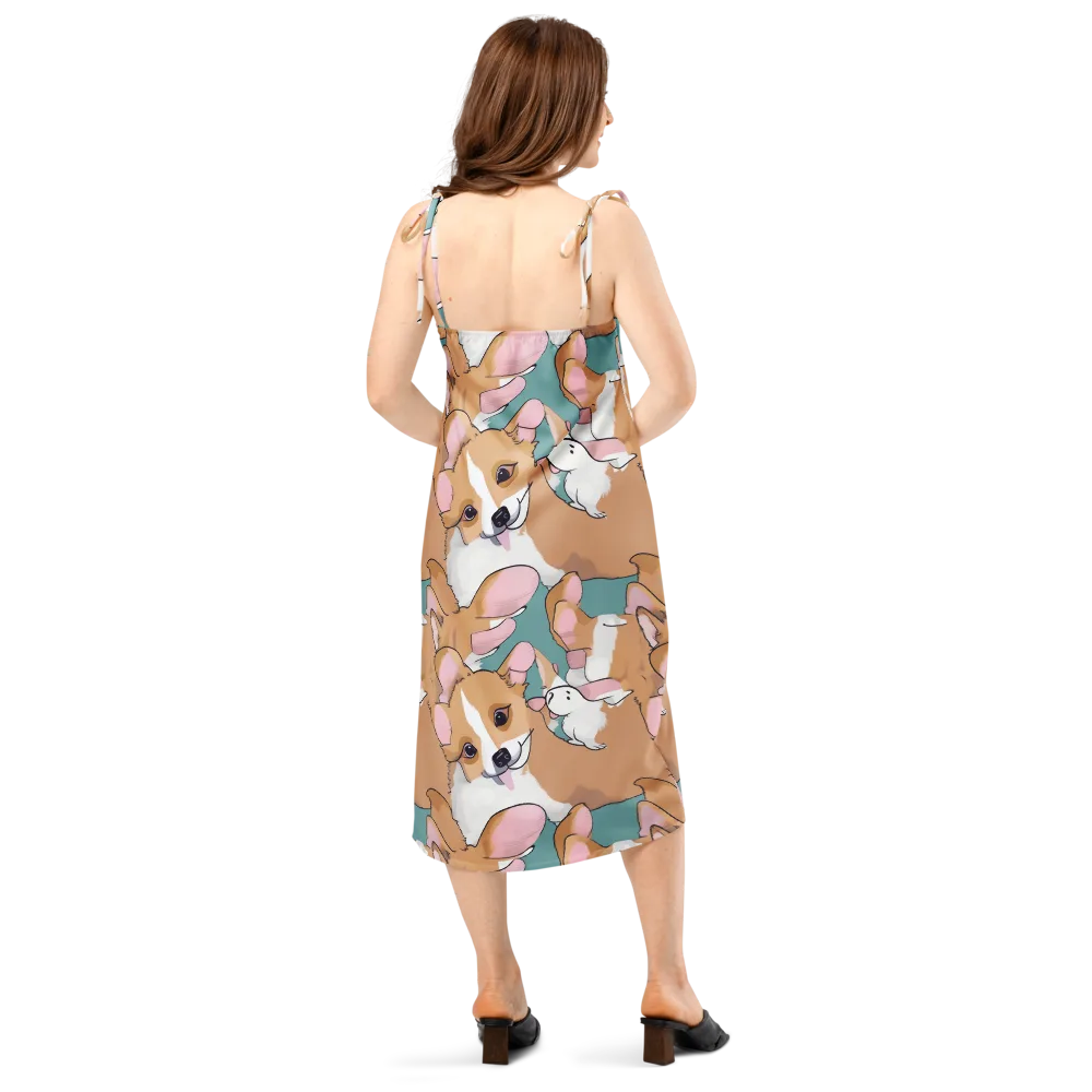 Corgi Carousel on Slip Dress — Back