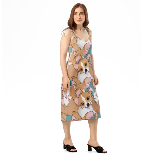 Corgi Carousel on a Slip Dress