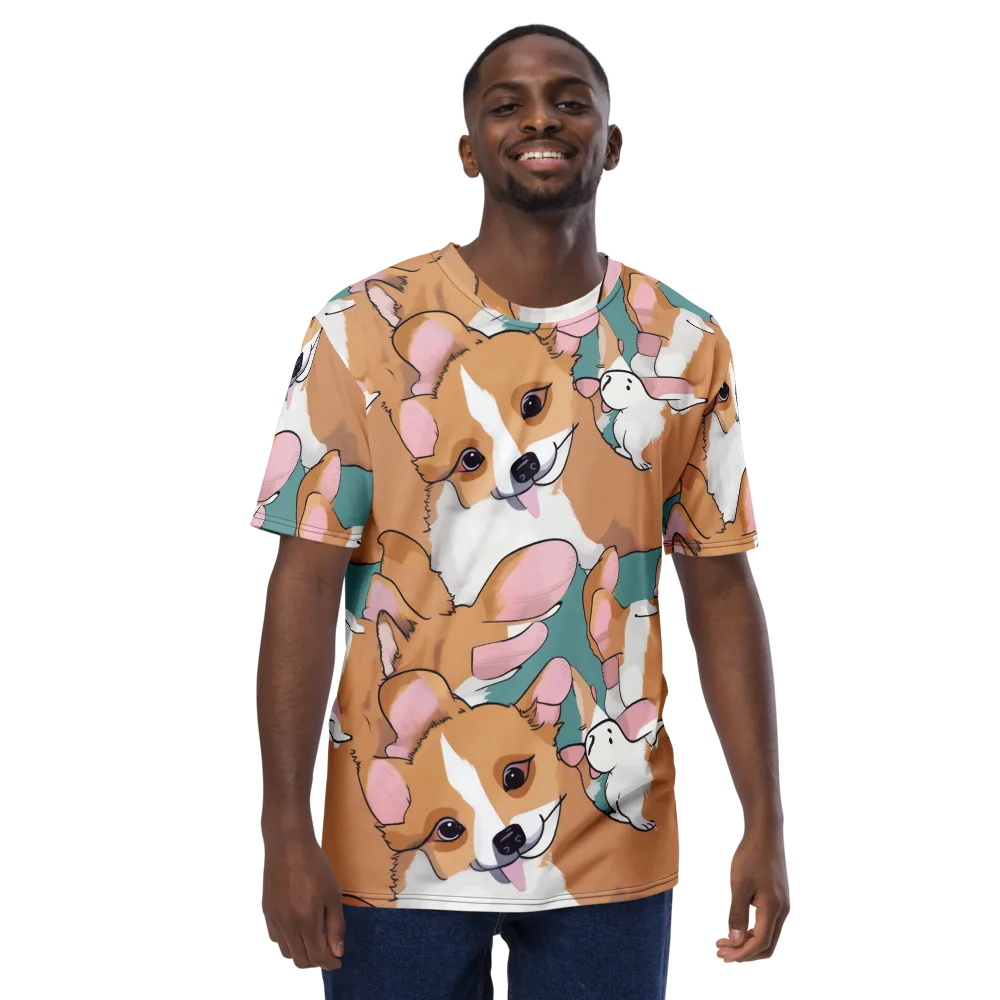 Corgi Carousel on Men's Crew Neck T-Shirt — Front