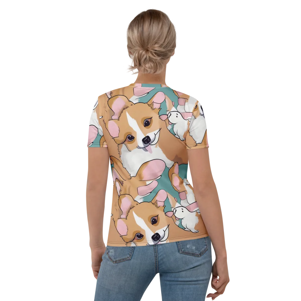 Corgi Carousel on Women's Crew Neck T-Shirt — Back
