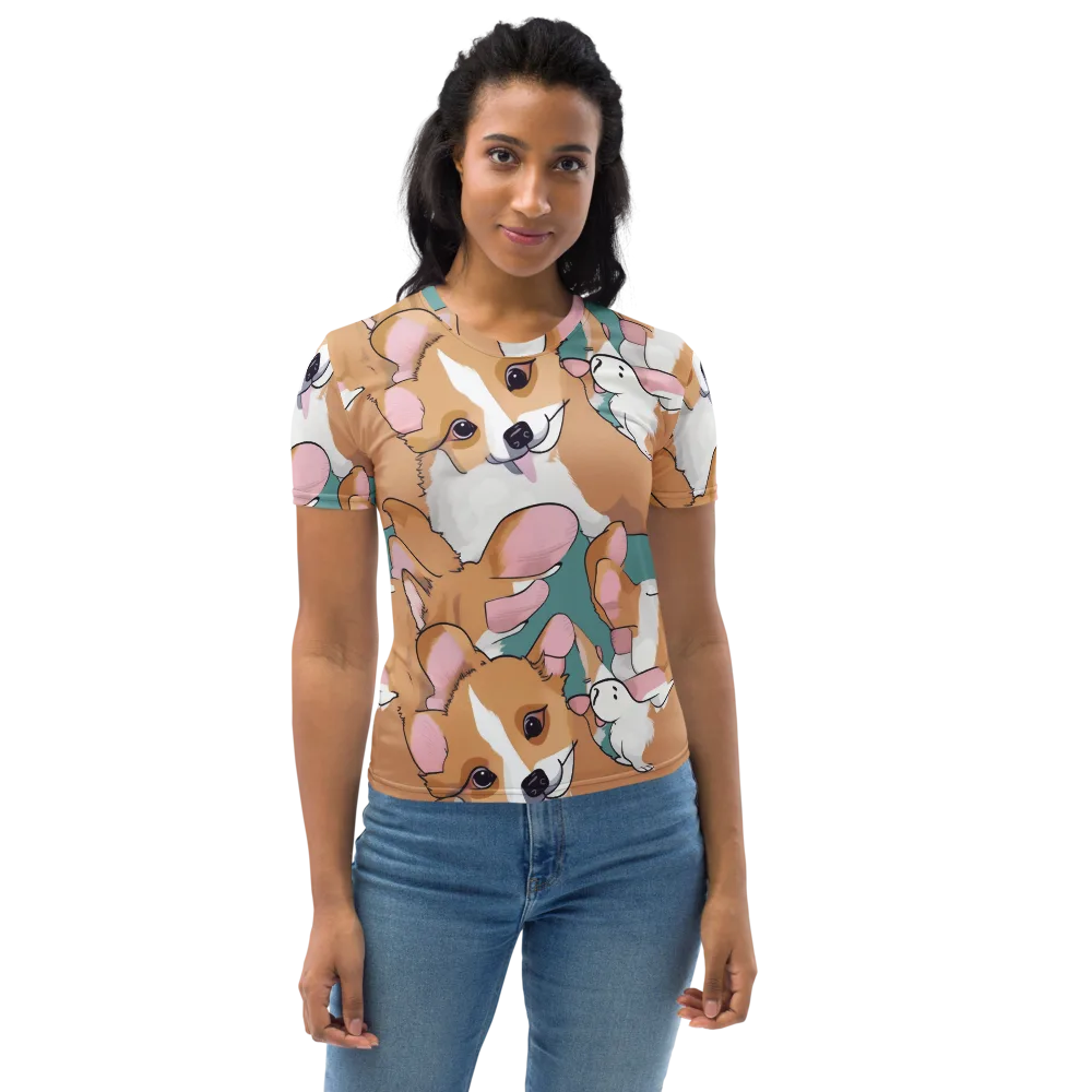 Corgi Carousel on Women's Crew Neck T-Shirt — Front