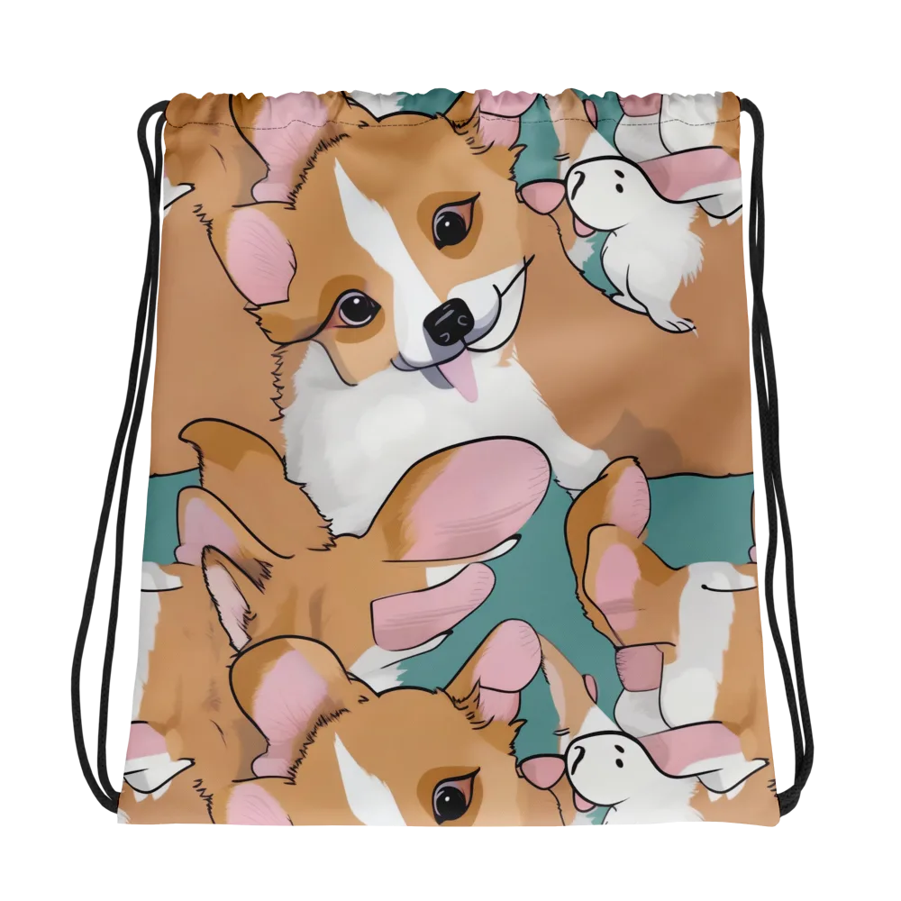 Corgi Carousel on Drawstring Bag — Photo