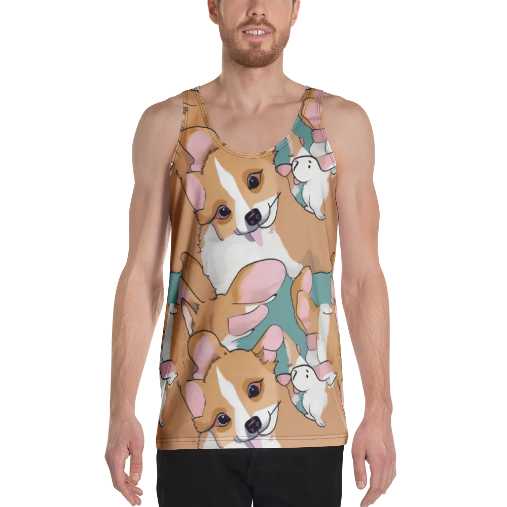 Corgi Carousel on Men's Tank Top — Front