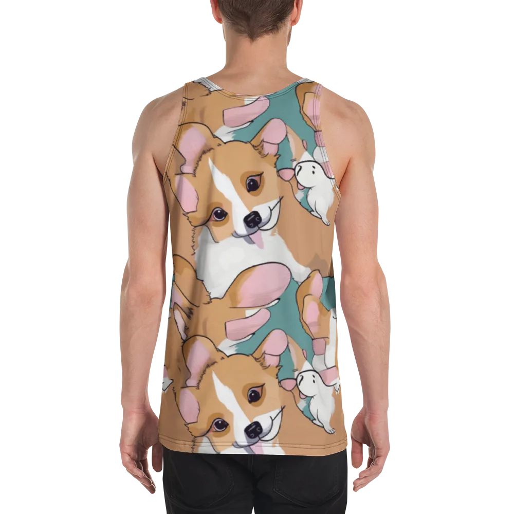 Corgi Carousel on Men's Tank Top — Back