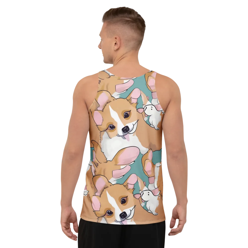 Corgi Carousel on Men's Tank Top — Back