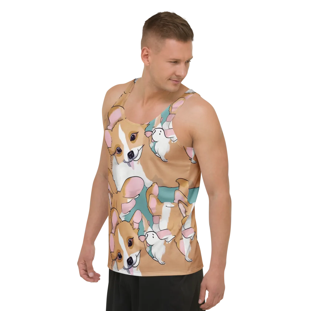 Corgi Carousel on Men's Tank Top — Left Front