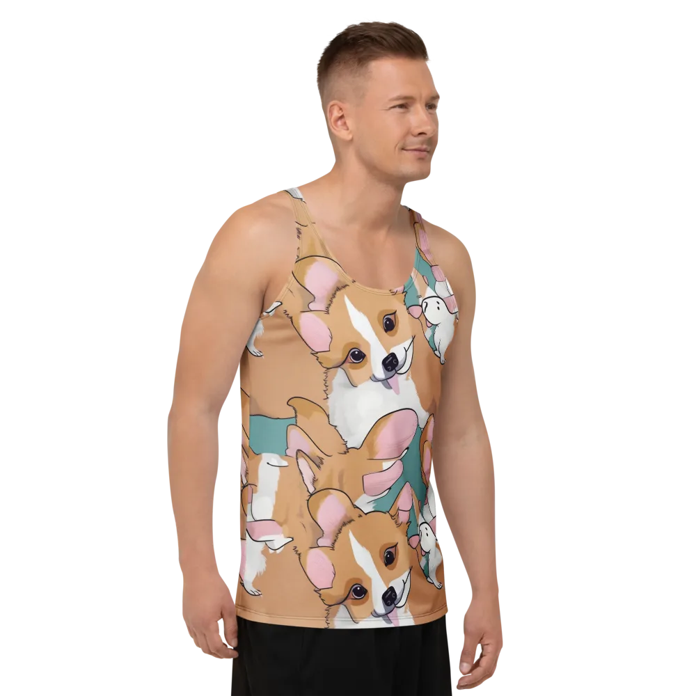 Corgi Carousel on Men's Tank Top — Right Front