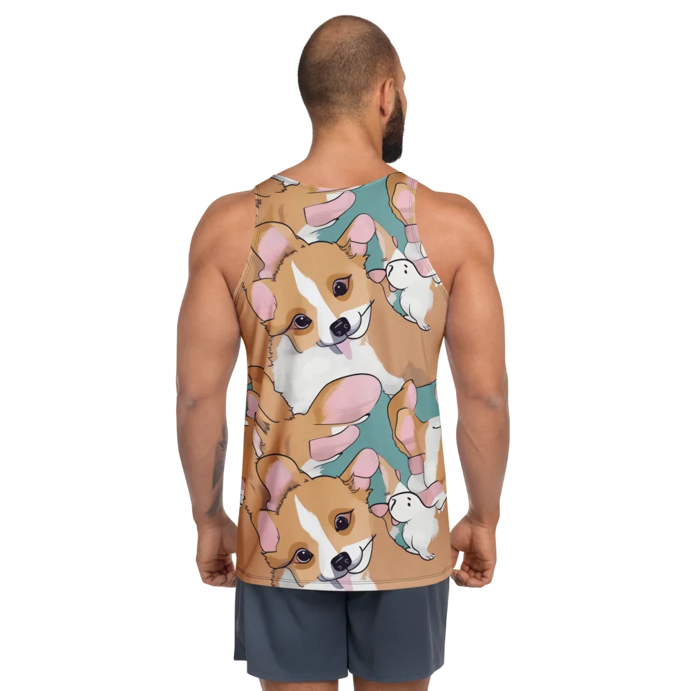 Corgi Carousel on Men's Tank Top — Back