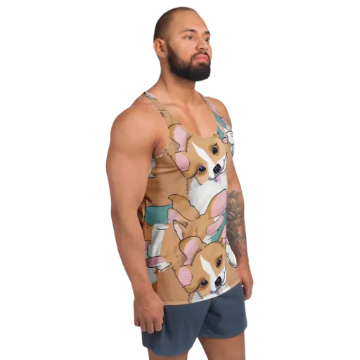 Corgi Carousel on a Men's Tank Top