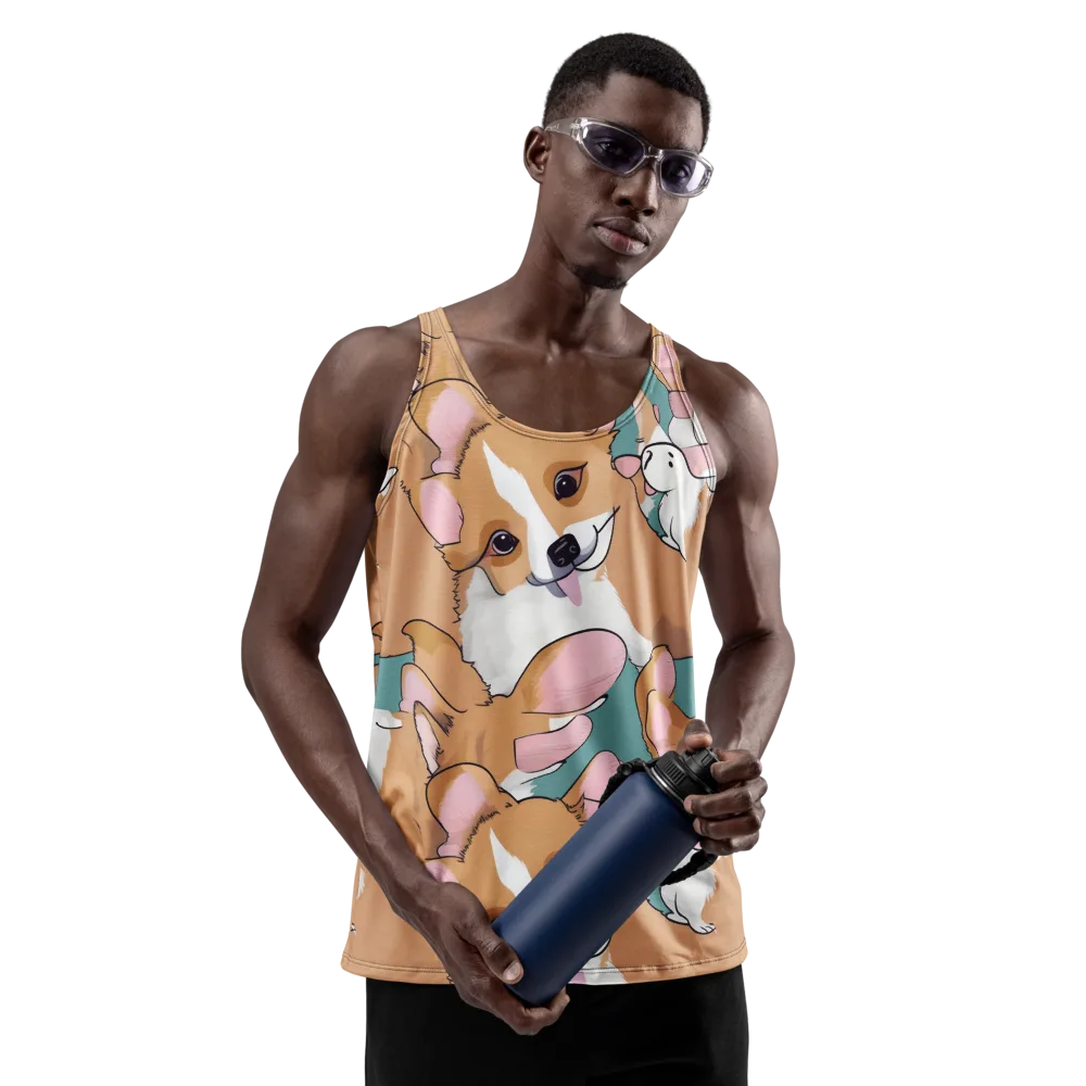 Corgi Carousel on Men's Tank Top — Front