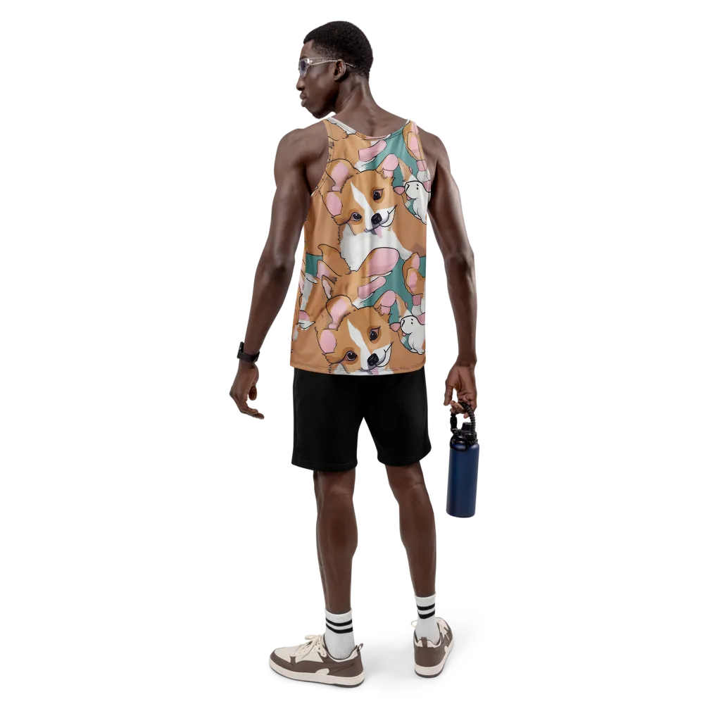 Corgi Carousel on Men's Tank Top — Back