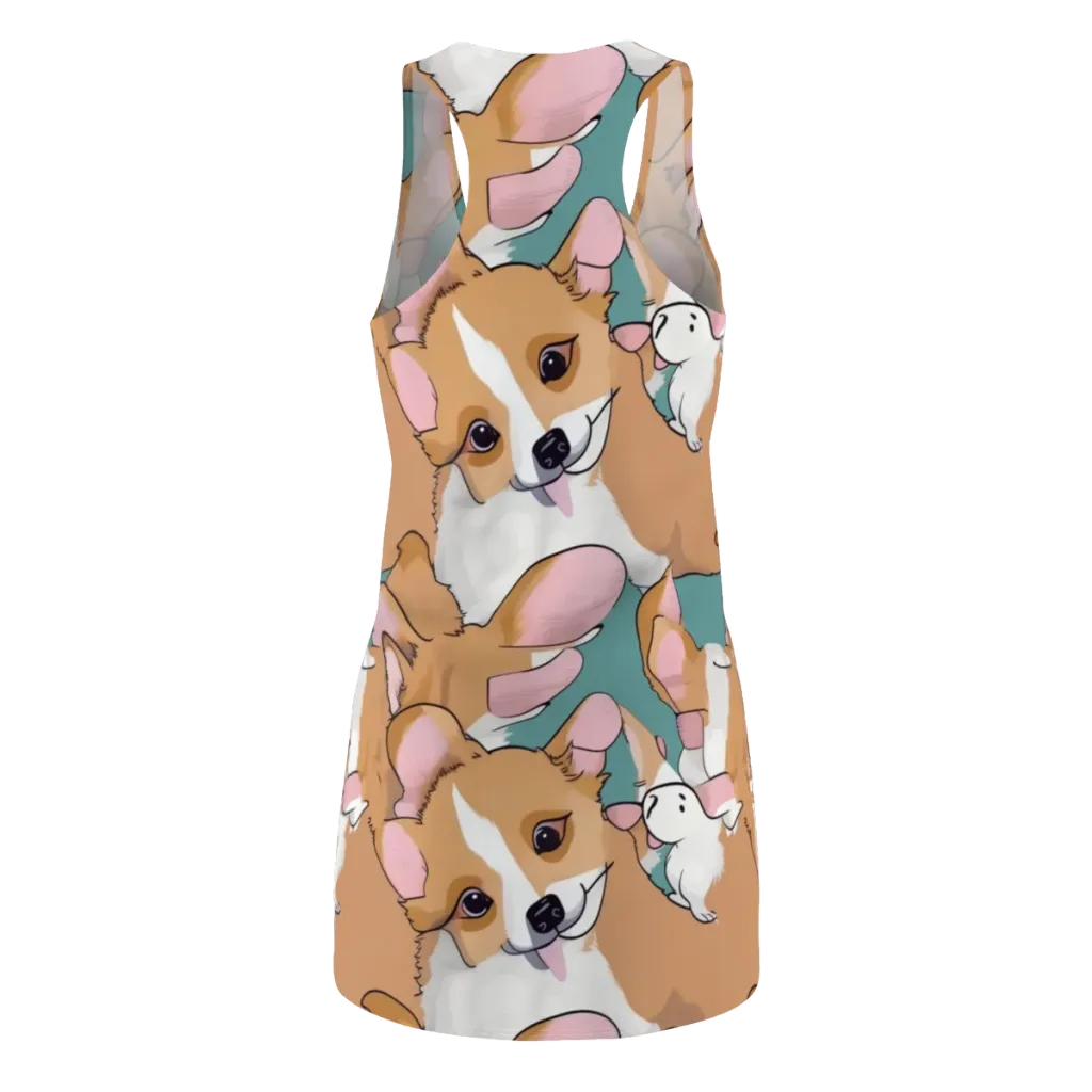 Corgi Carousel on Racerback Dress — Back