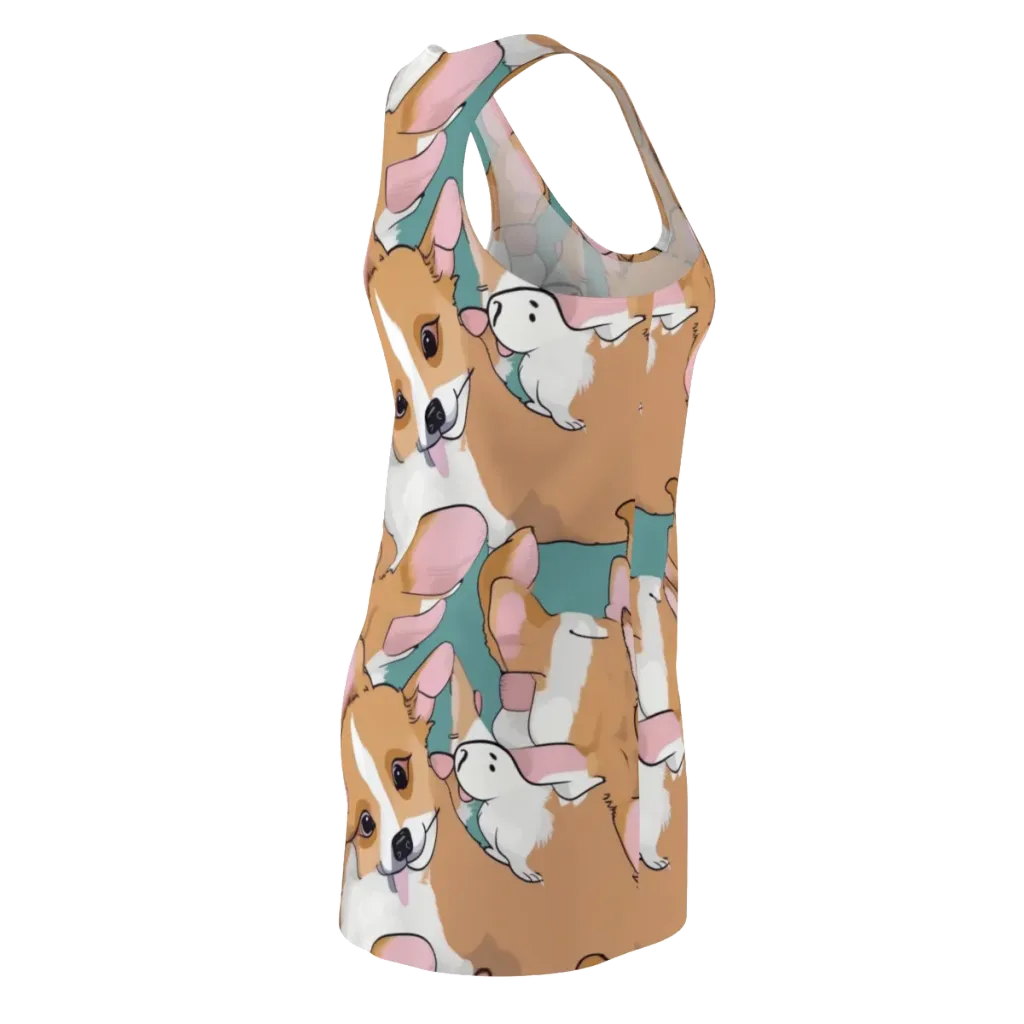 Corgi Carousel on Racerback Dress — Back Side