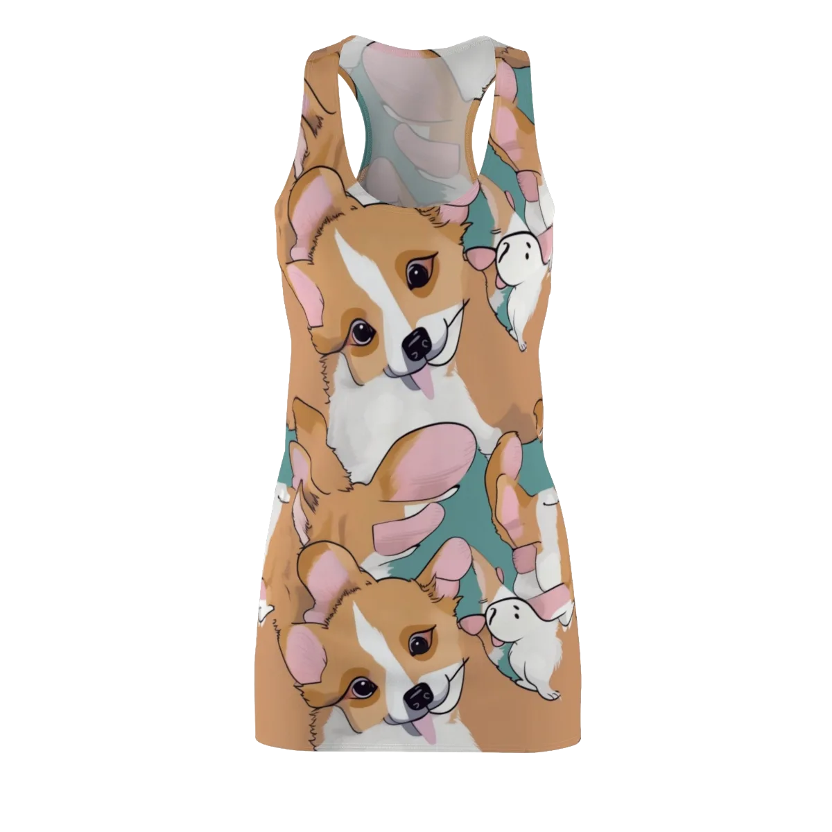 Corgi Carousel on Racerback Dress — Front