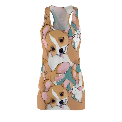 Corgi Carousel on a Racerback Dress