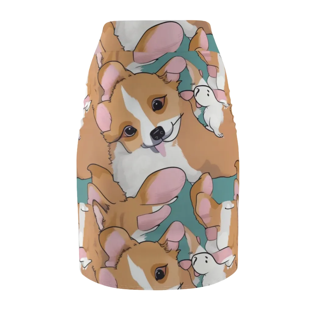 Corgi Carousel on Pencil Skirt — Back