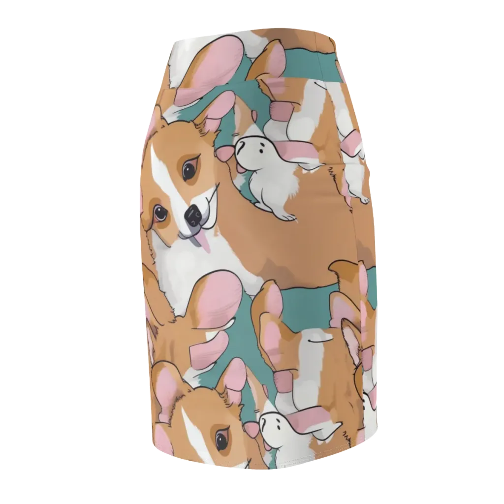 Corgi Carousel on Pencil Skirt — Back Side