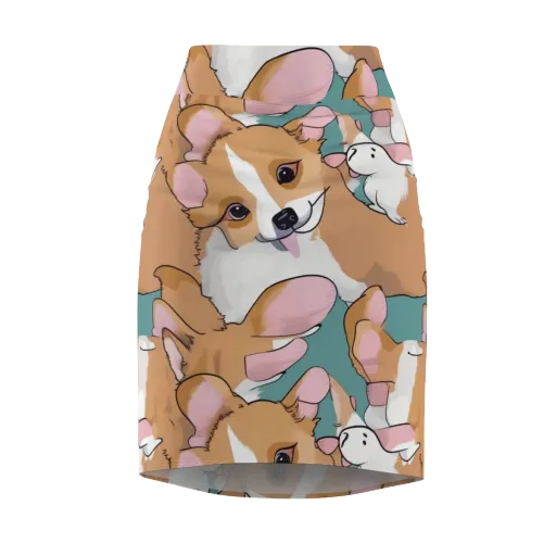 Corgi Carousel on a Pencil Skirt