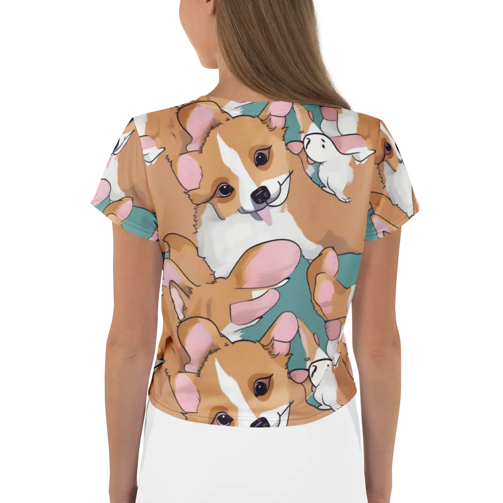 Corgi Carousel on Crop Tee — Back