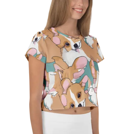 Corgi Carousel on a Crop Tee