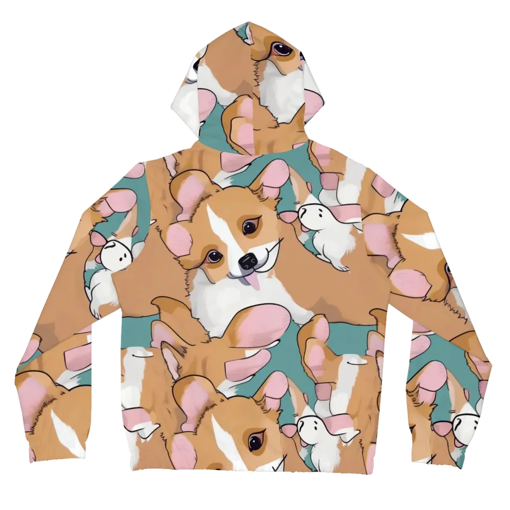 Corgi Carousel on Women's Full-Zip Hoodie — Back
