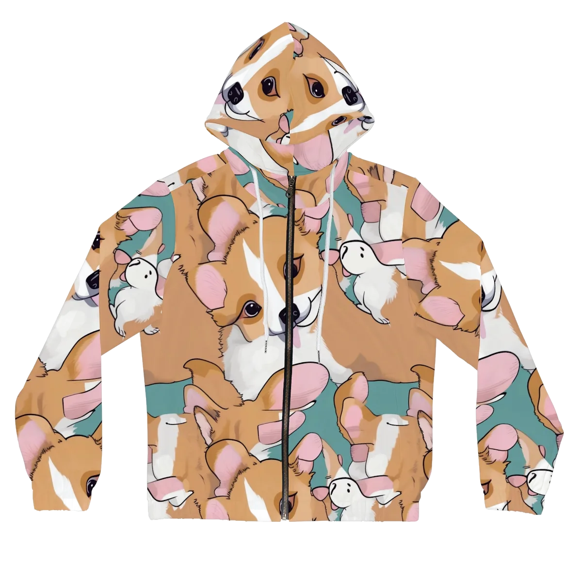 Corgi Carousel on Women's Full-Zip Hoodie — Front