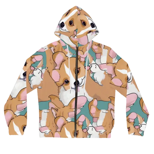 Corgi Carousel on a Women's Full-Zip Hoodie