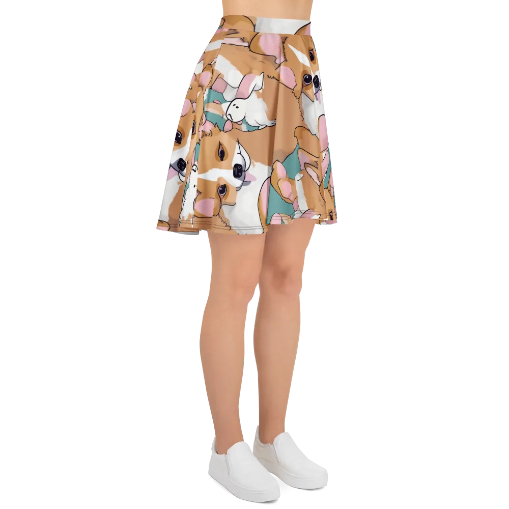Corgi Carousel on Skater Skirt — Right