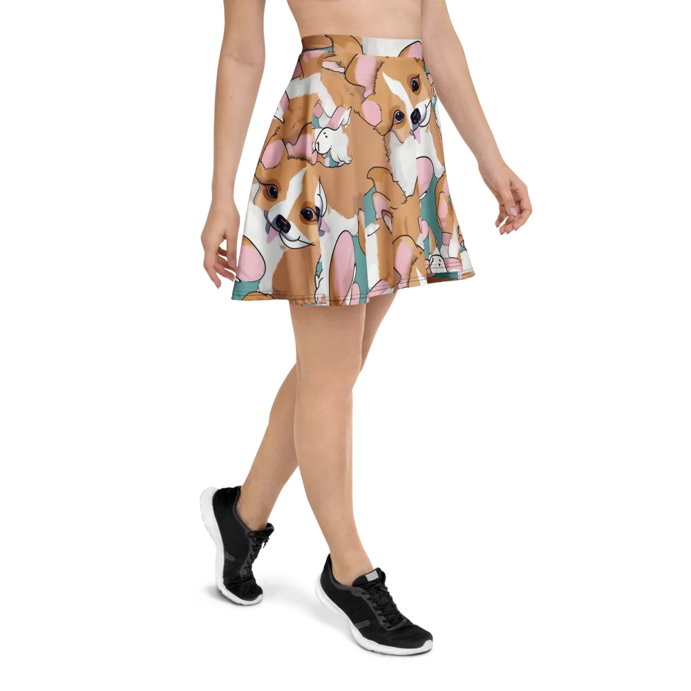 Corgi Carousel on Skater Skirt — Right