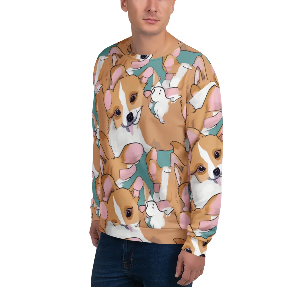 Corgi Carousel on Sweatshirt — Left Front