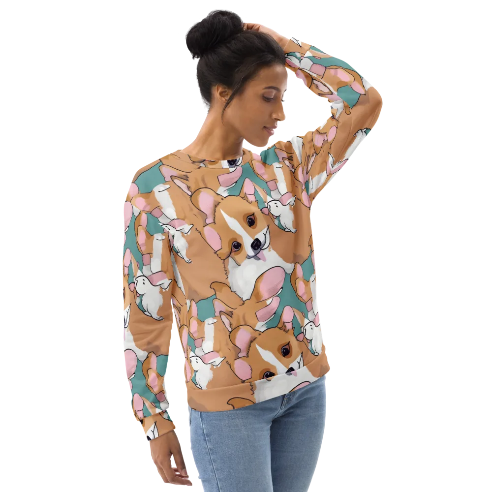 Corgi Carousel on Sweatshirt — Right Front