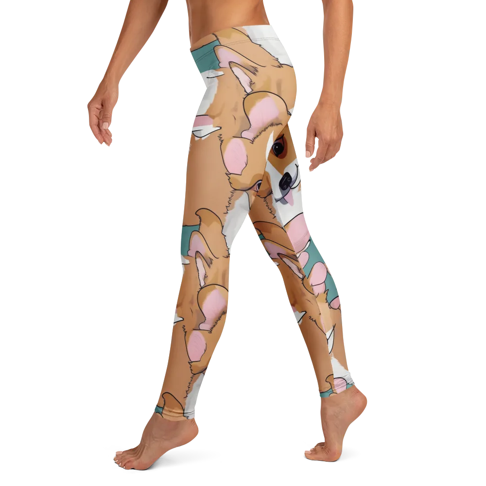 Corgi Carousel on Leggings — Left