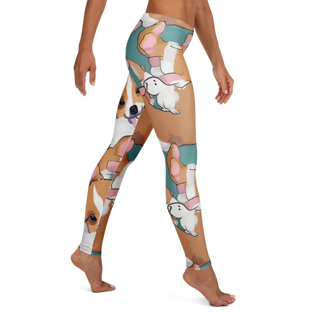 Corgi Carousel on Leggings — Right