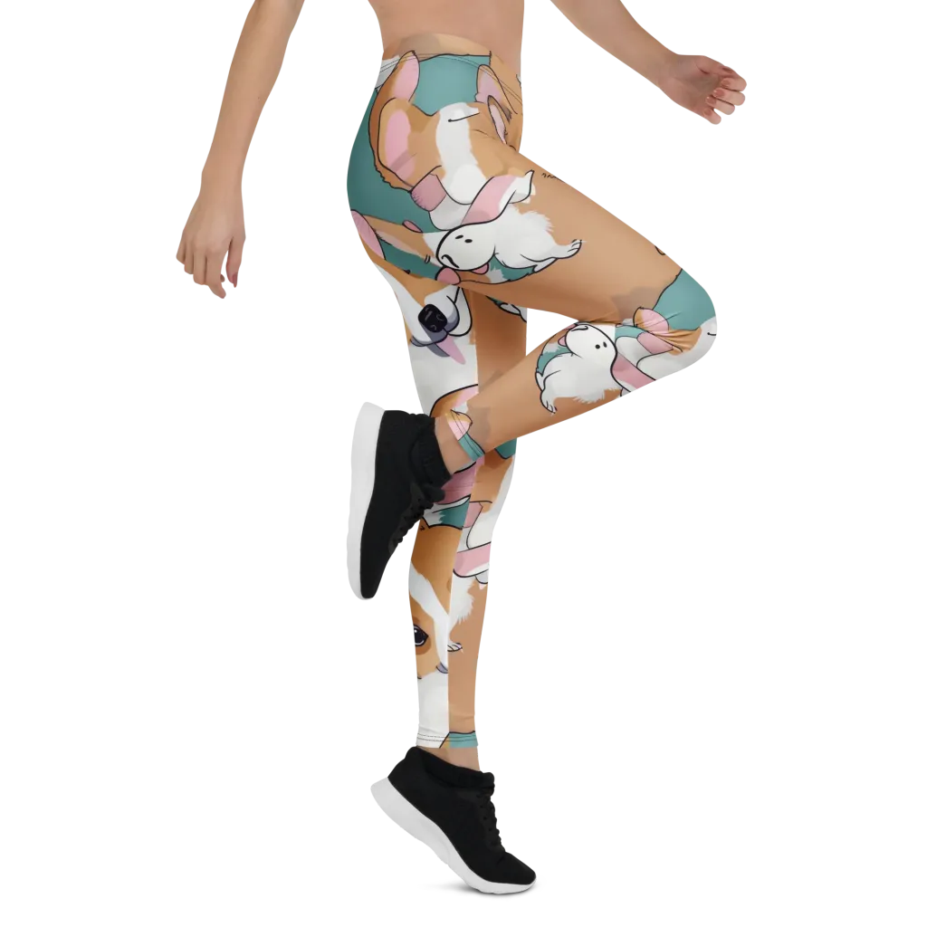 Corgi Carousel on Leggings — Right