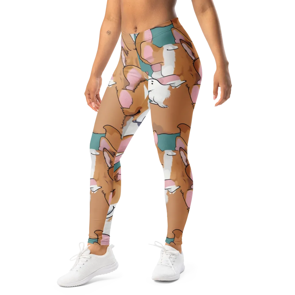 Corgi Carousel on Leggings — Left Front