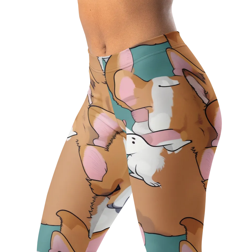 Corgi Carousel on Leggings — Left Front