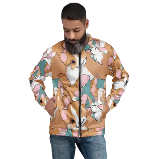 Corgi Carousel on a Bomber Jacket