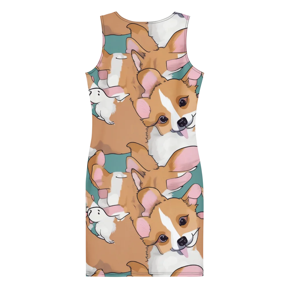 Corgi Carousel on Bodycon Dress — Back