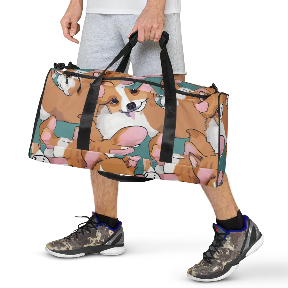Corgi Carousel on Duffle Bag — Front