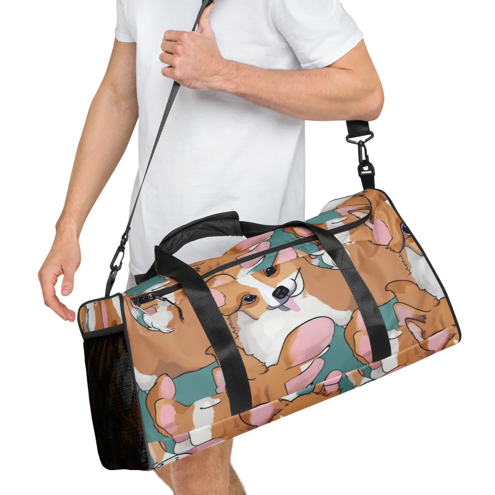 Corgi Carousel on Duffle Bag — Right Front