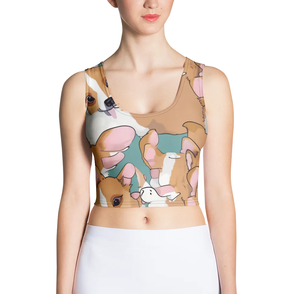 Corgi Carousel on Crop Top — Front