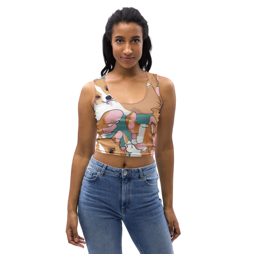 Corgi Carousel on Crop Top — Front