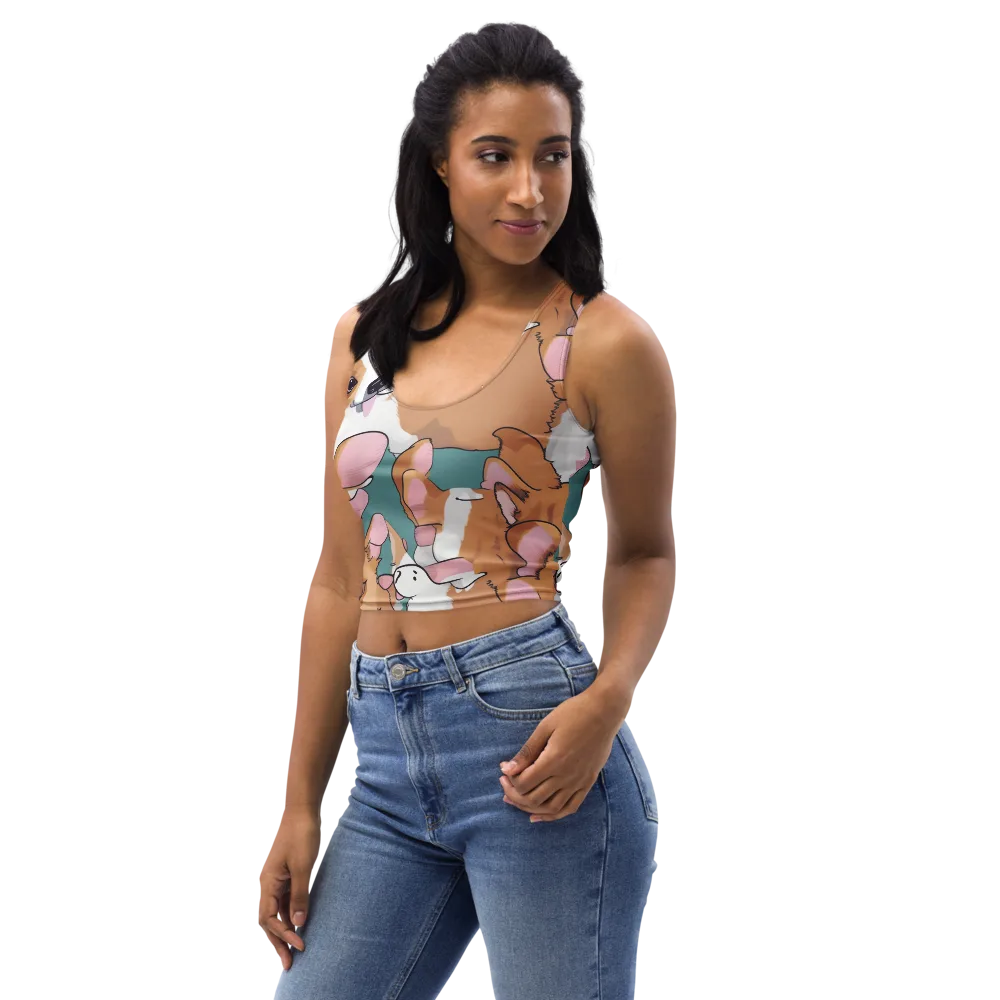 Corgi Carousel on Crop Top — Left Front