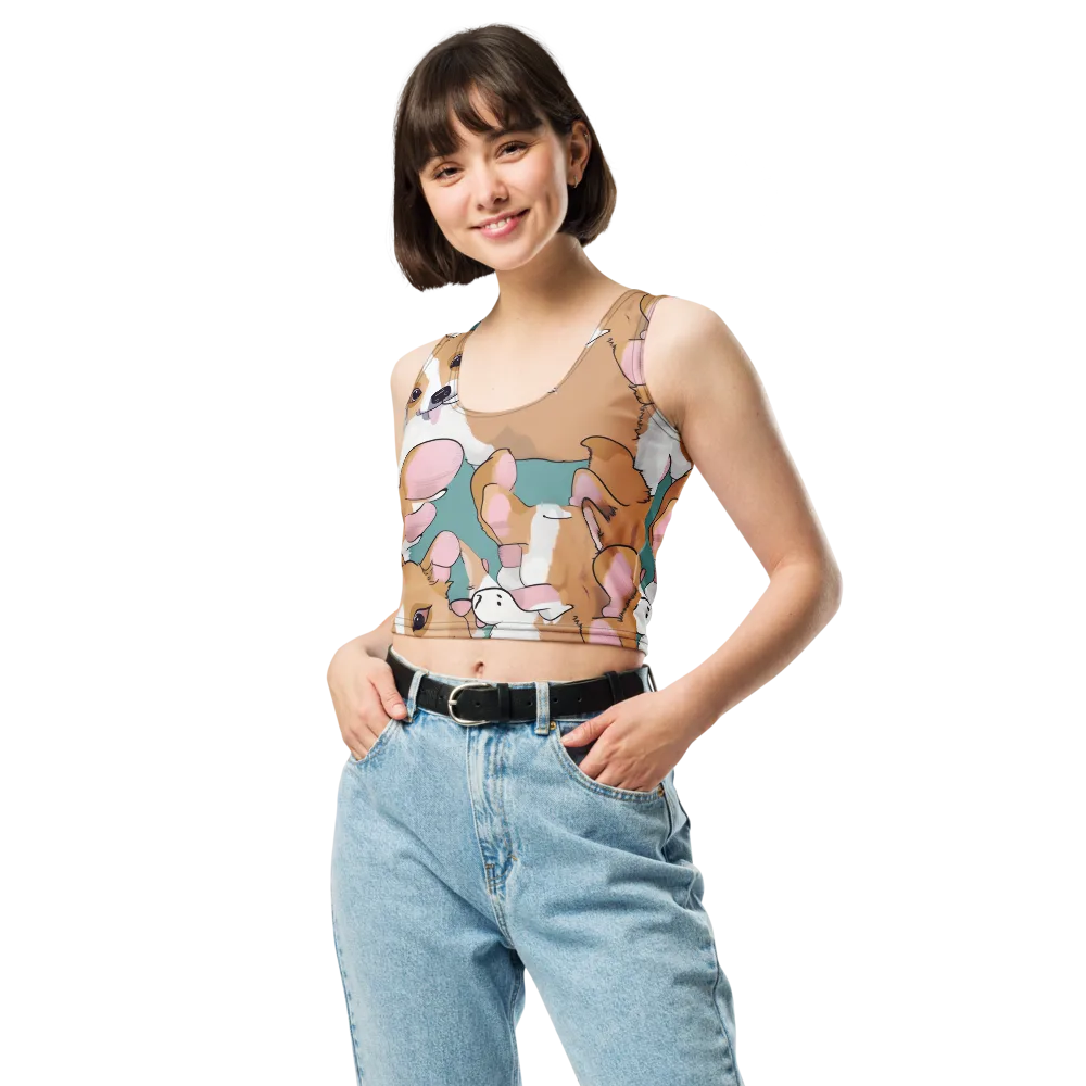 Corgi Carousel on Crop Top — Front