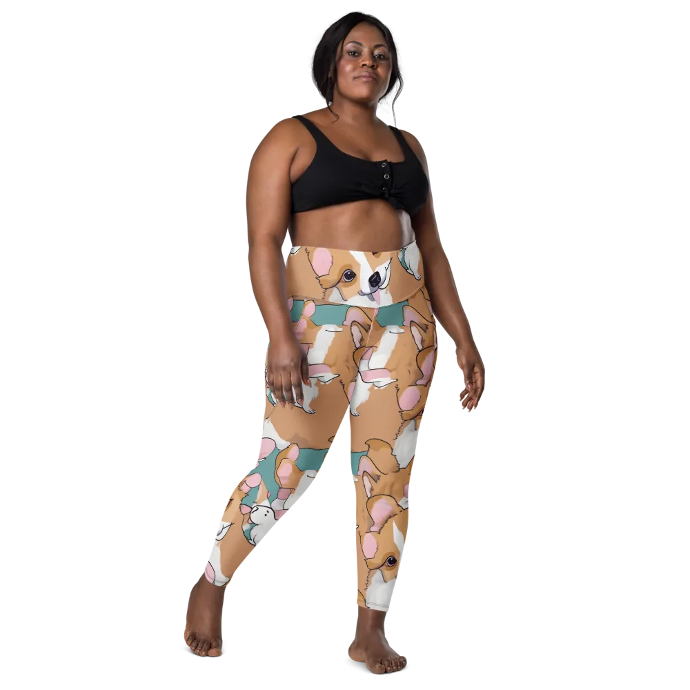 Corgi Carousel on Leggings with Pockets — Front