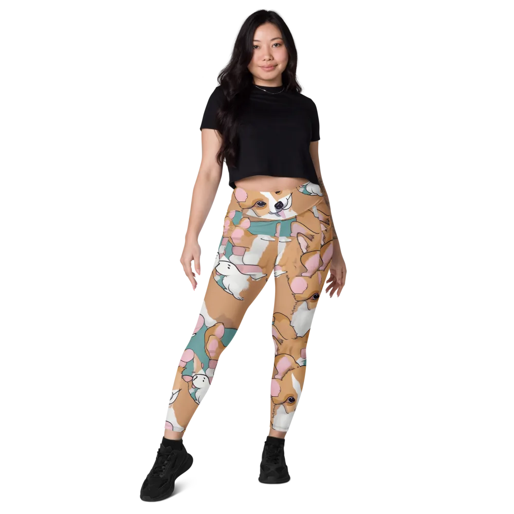 Corgi Carousel on Leggings with Pockets — Front