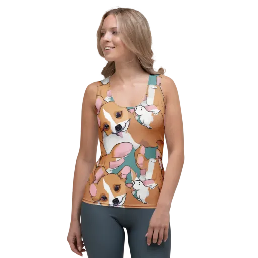 Corgi Carousel on a Women's Tank Top