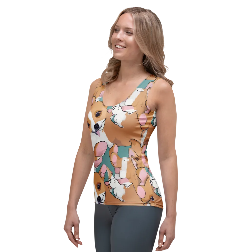 Corgi Carousel on Women's Tank Top — Left Front